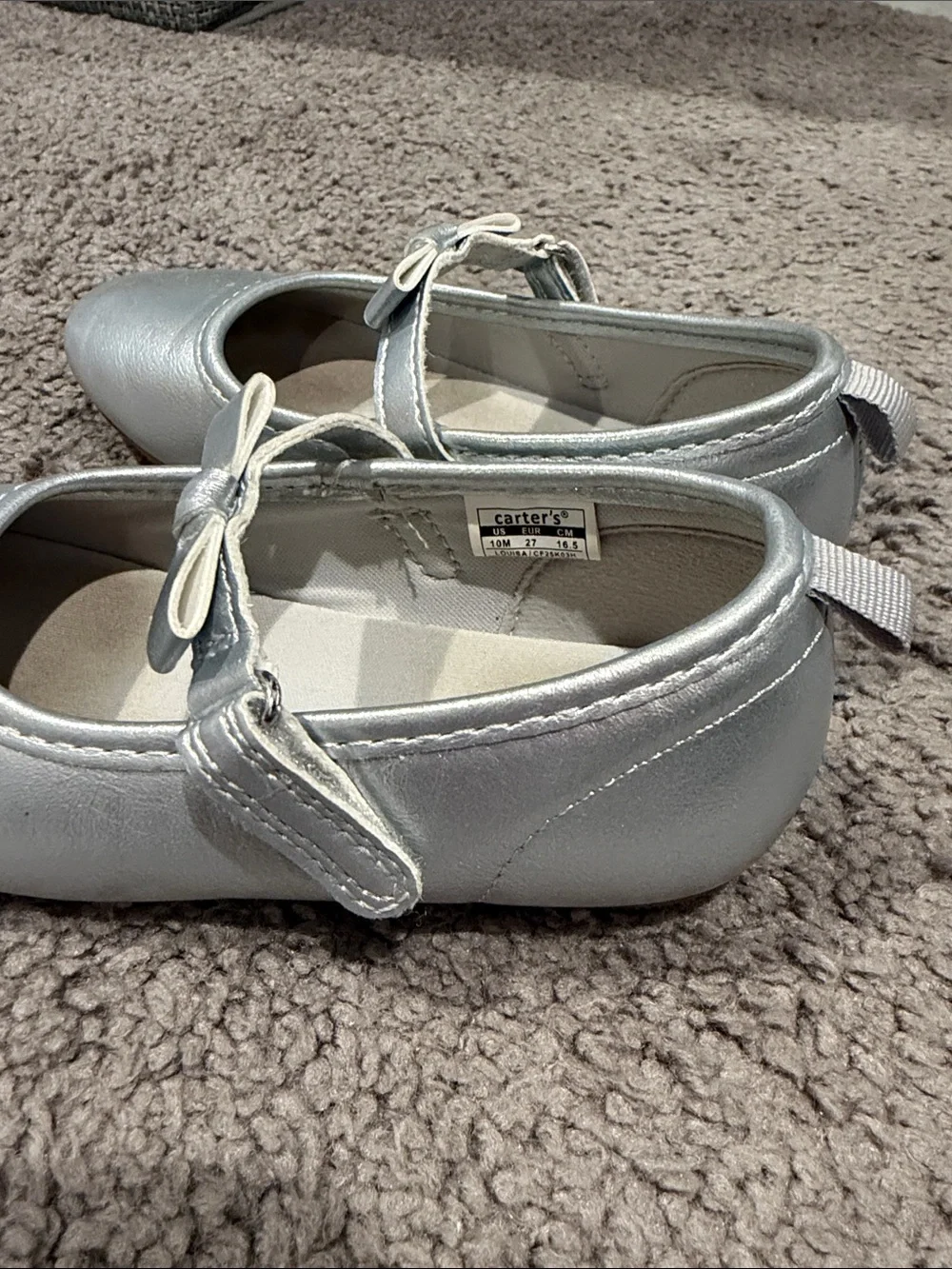 Carter's Metallic Silver Mary Jane Ballet Flats